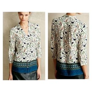 Anthropologie | Woodland Walk Owl Blouse